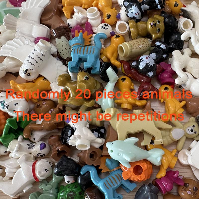 City Scene Accessories Animal Building Blocks Model Figures Farm Wolves Flamingos Pig Dog Gorillas Elephants Zoo Bricks Toy Gift