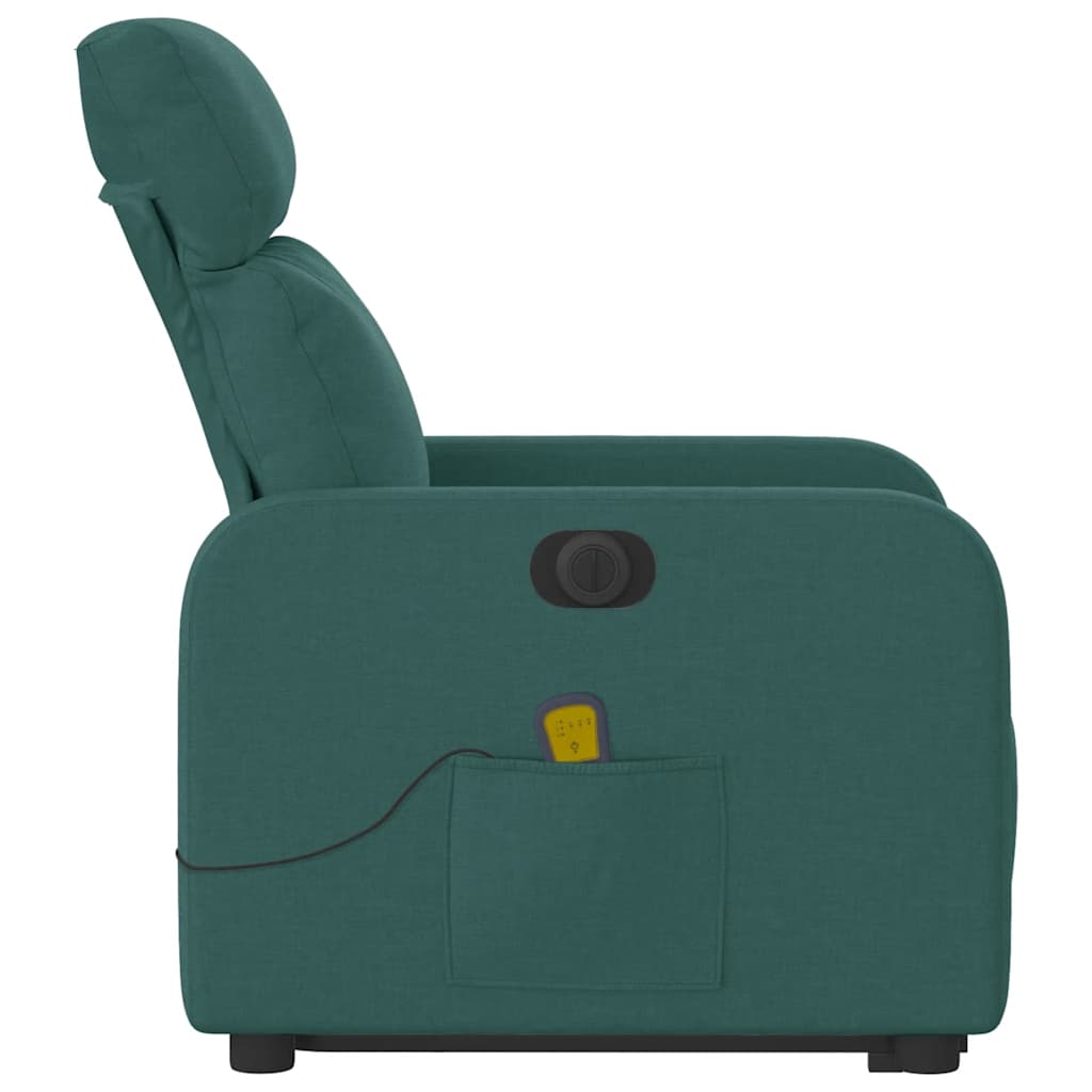 Electric Massage Recliner with Rising Function Dark Green Fabric