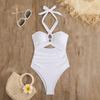 New Bikini Solid Color Sexy High Waist One-piece Bikini Swimsuit Swimsuit Women