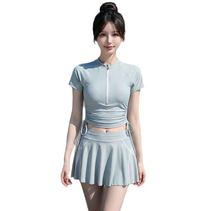 1011 New Sports Swimsuit Women's Split Style, Conservative Tummy Covering, Slimming Skirt High-Waisted Girls' Vacation Hot Springs