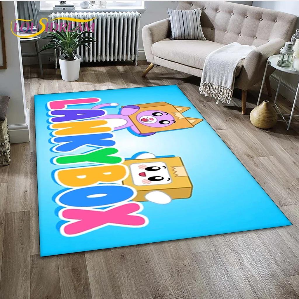 Lankybox Cute Happy Boxy Foxy Rocky Carpet Rug for Bedroom Living Room Home Sofa Decoration,Children Game Large Decor Floor Mat