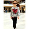 Girls' Love Slogan Print Casual Comfortable Soft Loose Pullover Sweatshirt and Leggings 2-Piece Set, New Autumn/Winter, Playful, Sweet and Cool Style