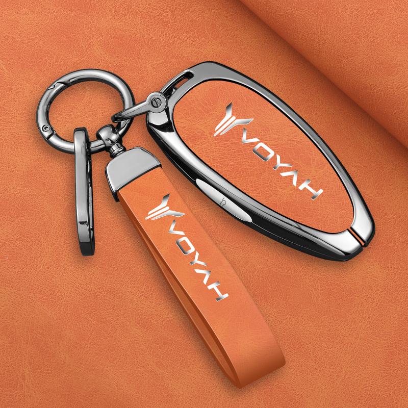 Interior Mouldings Zinc Alloy Leather Car Key Case Cover Shell Fob For Voyah Free I-Land Dreamer 2021-2023 Keychain Auto Key Pro