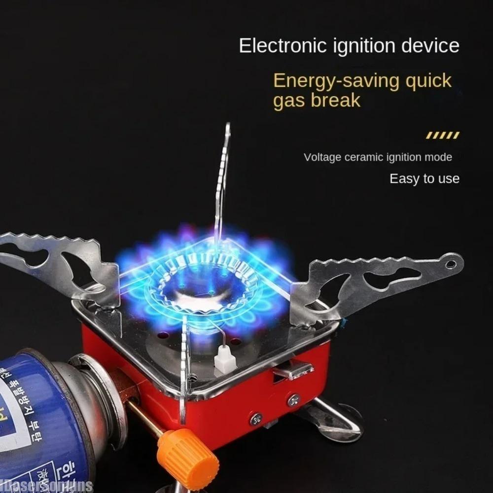 Tragbarer Camping-Gasherd, Mini-Brenner, Herd, faltbar, winddicht, Kassettenherd, Brenner, Wandern, Picknick, Kochgeschirr, Grill, BBQ