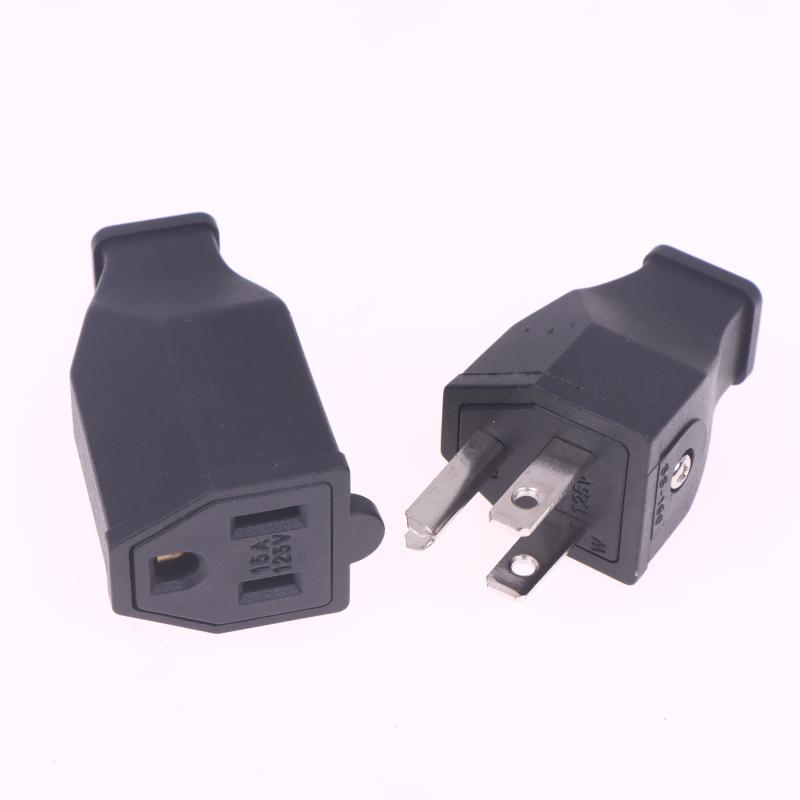 1/2Pcs Usa Triprong Power Outlet Wiring Electrical Receptacle Ac Socket Plug Black 125V 15A Us Female Male Connector