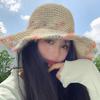Summer Colorful Woven Straw Hat For Seaside Vacation Breathable Hollow Out Large Brim Uv Resistant Sun Hat