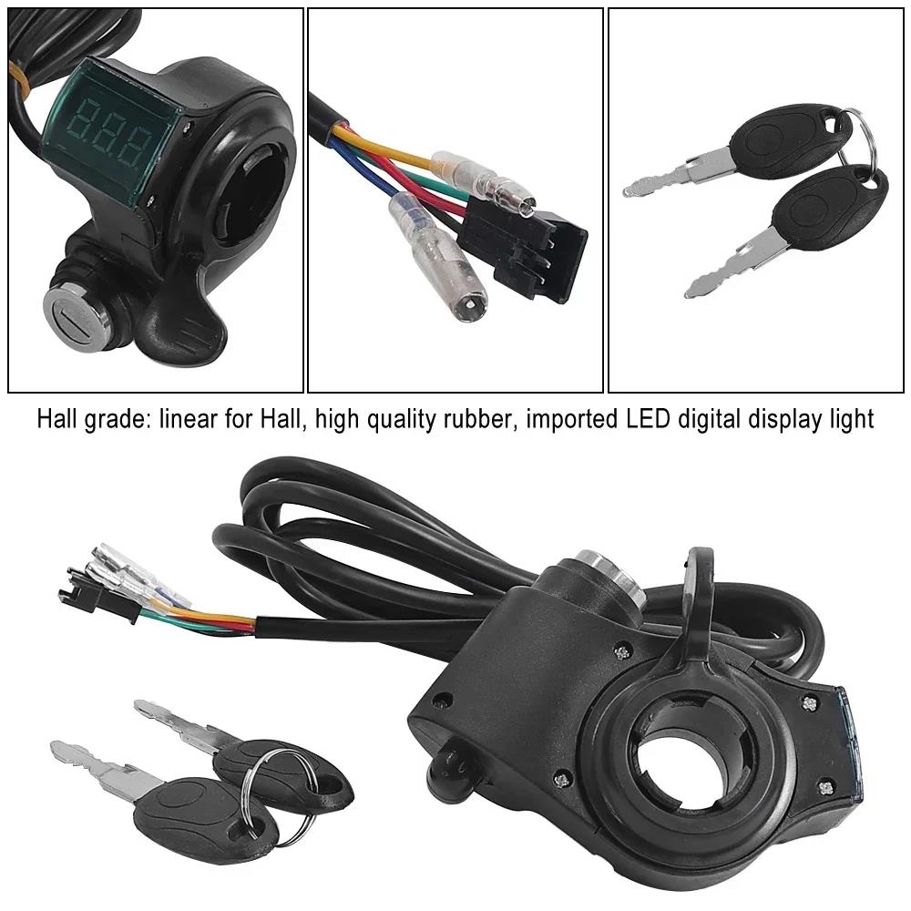 Thumb Throttle with Digital Voltmeter LCD Display Power Switch with Key Lock for Electric Scooter Electric Bicycle Parts Throttles 2