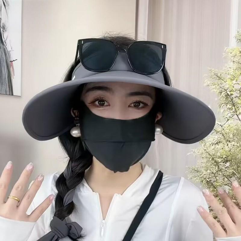 Ice Silk Sun Hat With Breathable Material And Bold Letter Details For Outdoor Activities