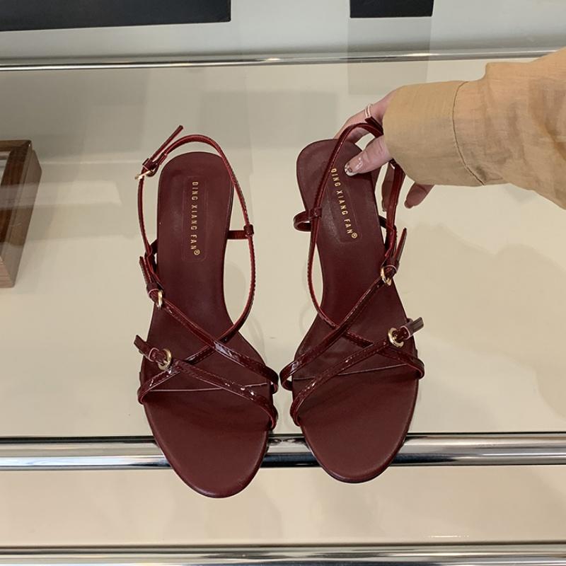 

Fashion Bailamos Brand Wowen Sandals Stiletto Heels Shoes Luxury Female Cross-tied Footwear Fashion Round Toe Ladies Medium Heels Pumps 40 красный