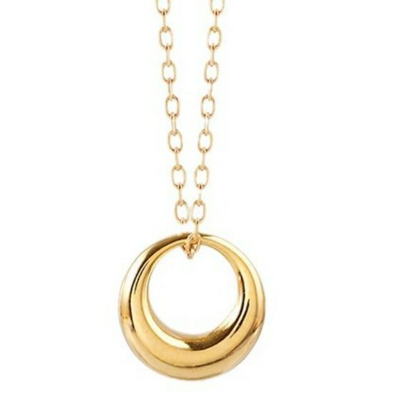 Gold-Plated S925 Sterling Silver Circle Pendant Necklace - Minimalist, Glossy, Clavicle Chain