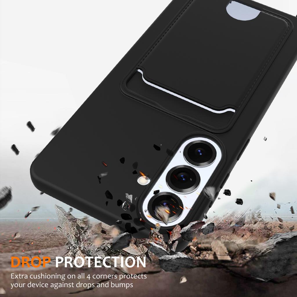For Samsung Galaxy S26+ Case Liquid Silicone Card Holder Back Phone Cover with Lanyard