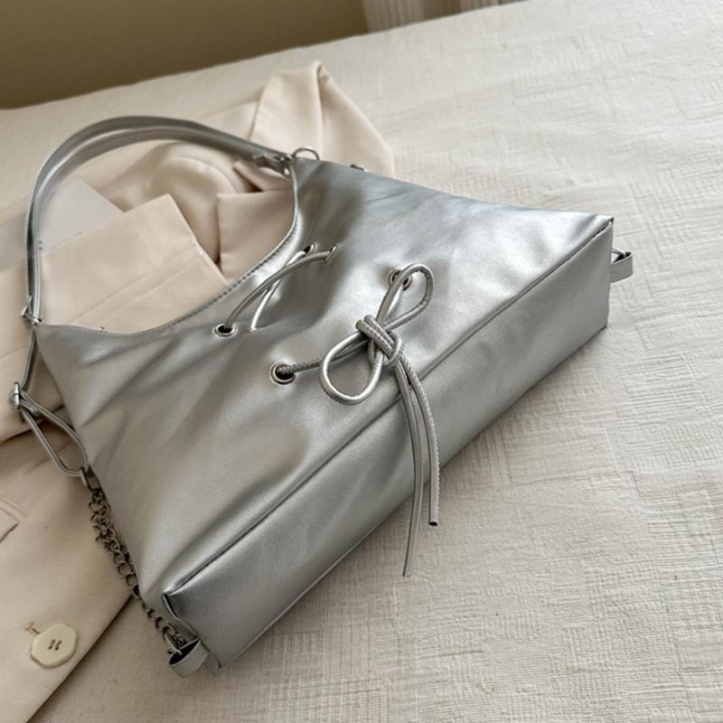 Women PU Leather Crossbody Bag Chain Shoulder Bag Casual Backpack Student School Bag Large Capacity Messenger Bag