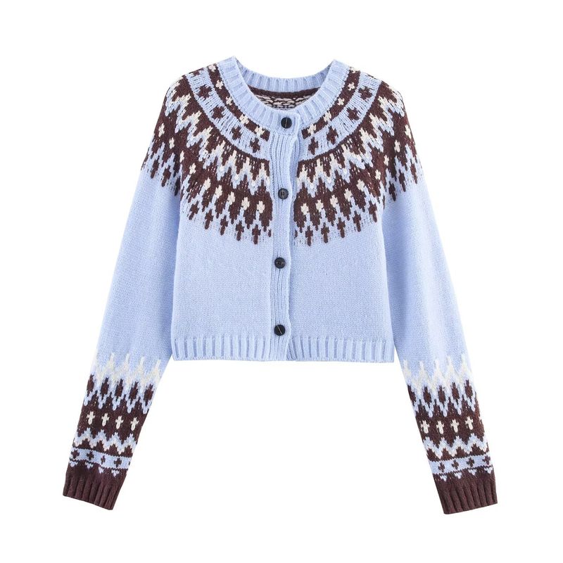 Za New Arrival Women's Clothing ZR Fashion Style Export Fashion All-Match Minimalist Casual Short Jacquard Knitting Cardigan