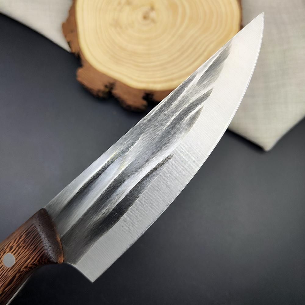 Forged Chef's Boning-Slicing Cleaver Professional Kitchen Knife for Meat Peeling Cutter Grill Knife with Sheath