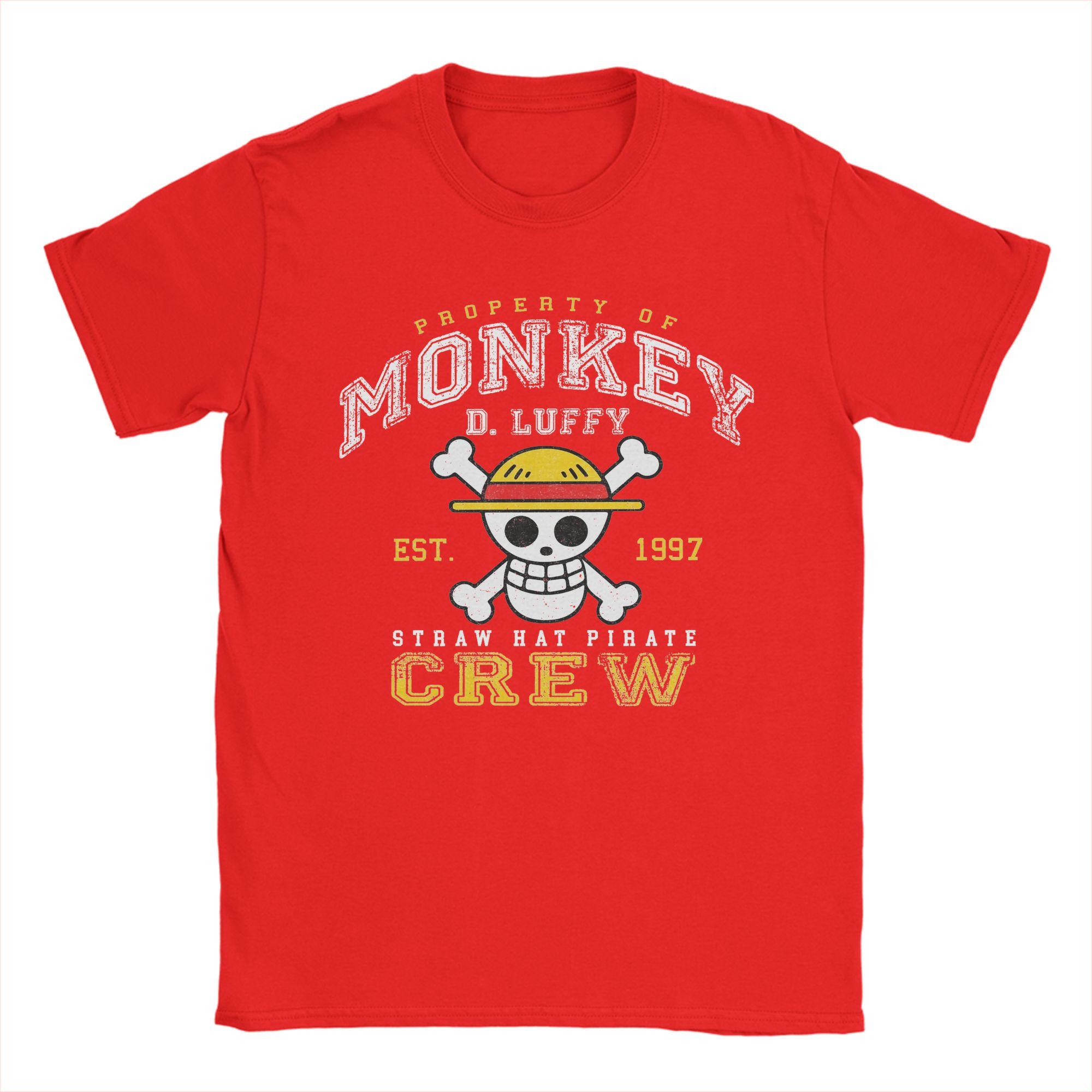 

Vintage Straw Hat Pirate Crew Monkey D luffy TShirts for Men O Neck 100 Cotton T Shirts Ones Pieces Tees Classic Clothing S