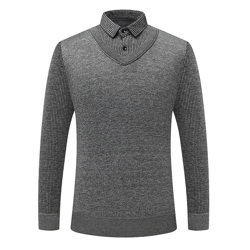 Pánský podzimní/zimní svetr - Volný rolák Falešný dvoudílný Módní ležérní Kvalitní látka Pletený top Pohodlný Teplý Pohodlné pletené zboží
