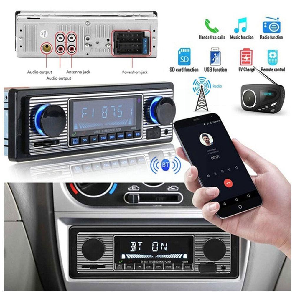Bluetooth autorádio Vintage Dual Knob MP3 přehrávač FM Classic Car AUX Retro Tuner Receiver Audio Stereo USB reproduktor Příslušenství O9V4