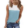 Women's Summer New Round Neck Color Blocked Sleeveless Top Short Sleeved Comfortable Vest