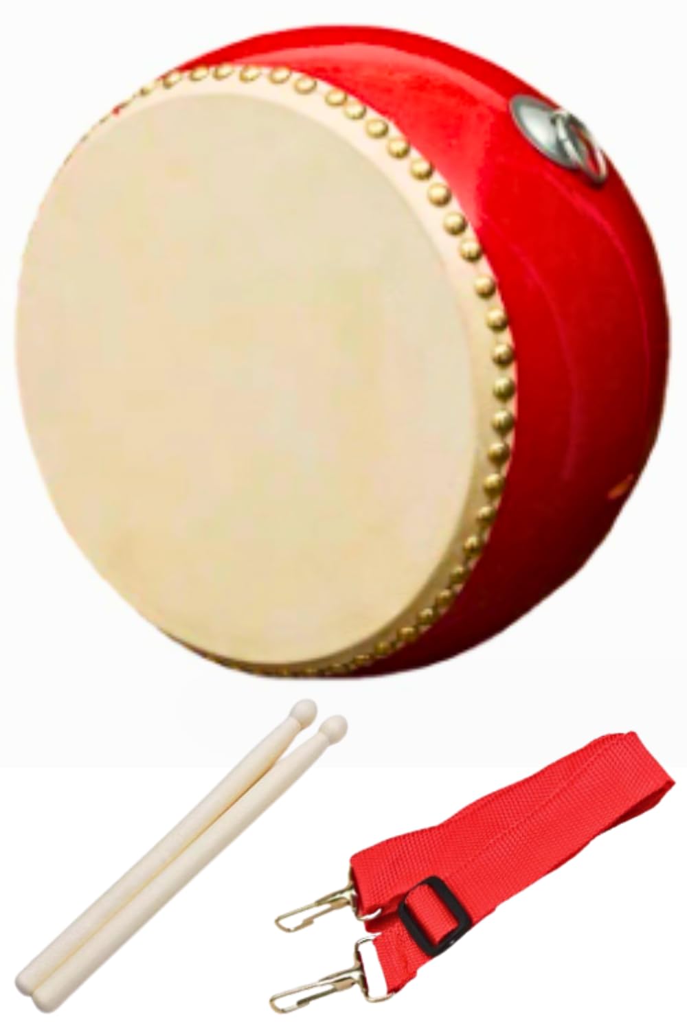 

Tropchou Taiko Drum Set, Japanese Small Drum and Drumsticks, for Practice, Performance, Events, and Parties, Cowhide Leather, Red (24cm)
