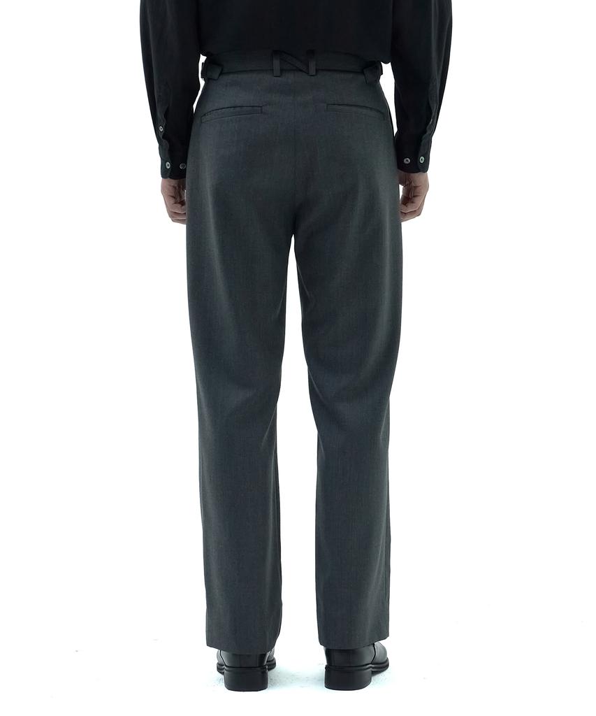 Neibieol Fine Wool No-Tuck Straight Pants - Charcoal