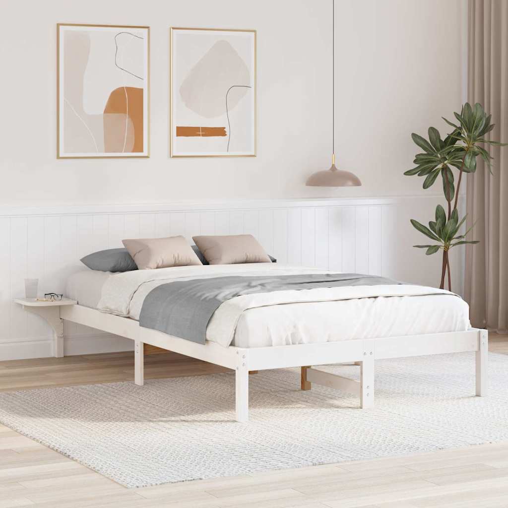 Bed Frame White 120 x 190 cm Solid Pine Wood
