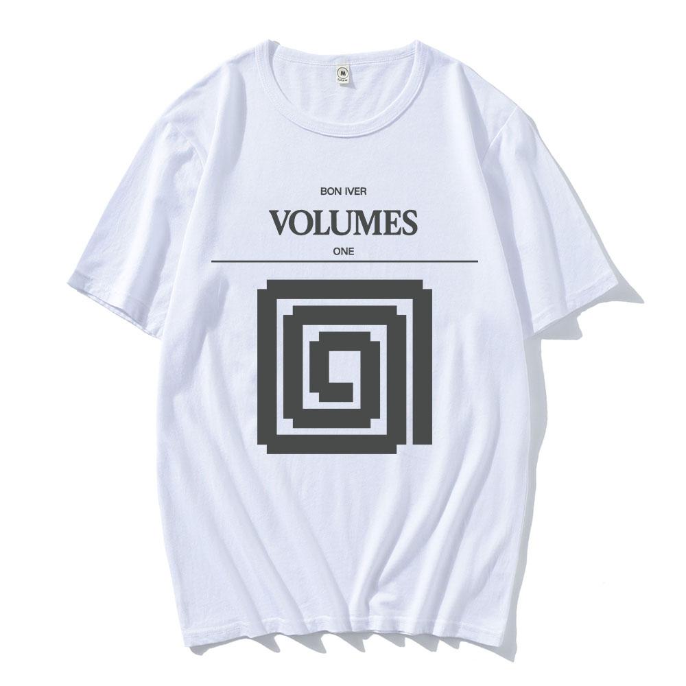 Album VOLUMES Swirl Tee Bon Iver Band Heavy Mental T-shirt Summer O-neck Short Sleeve Male Tshirts Unisex Streetwear Print Merch XS белый
