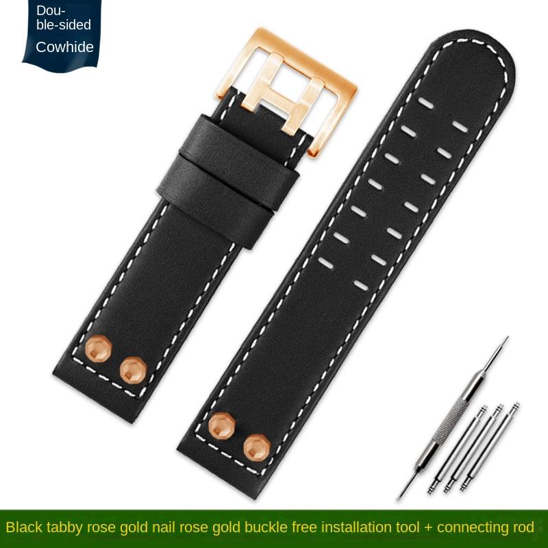 For Hamilton Khaki Field H78646733 H78626583 Metal Rivet Watchband 22 24mm Leisure Business Genuine Leather Watch Strap Bracelet