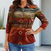 Women's Fashion Casual Lapel Short 3/4 Sleeve Print Shirt Women's Button Up Tops