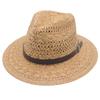 Hollow Weave Panama Straw Hat Black Belt Accessories Flat Edge Men'S Hat
