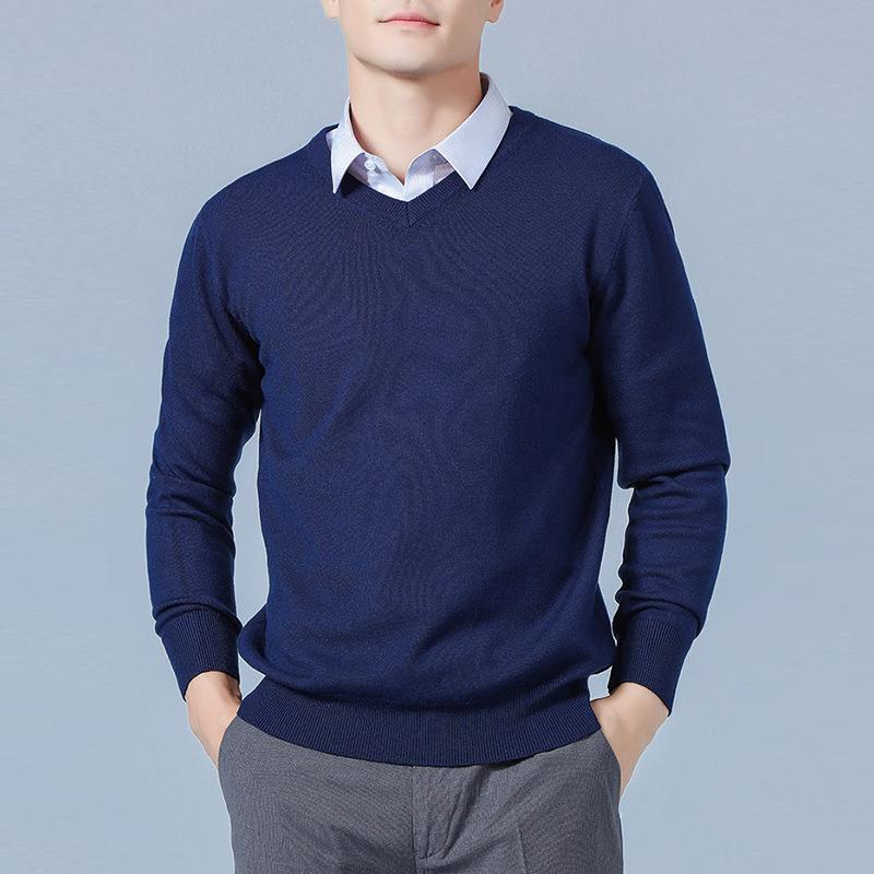 Classic Pullover V-Neck Sweater Men Autumn Winter Cashmere Cotton Blend Warm Jumper Clothes Pull Homme Man Hombres Sweater