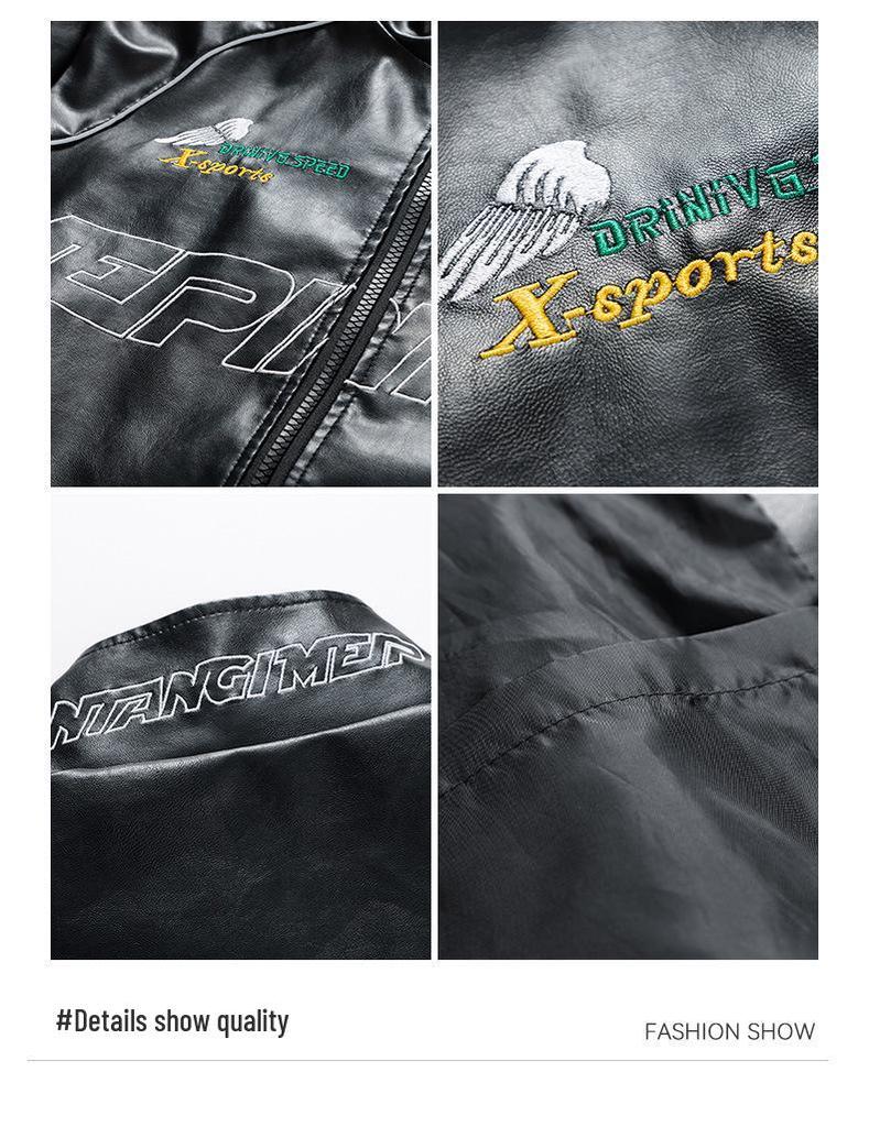 Trendy Men's PU Leather Motorcycle Jacket - Spring/Autumn Cool Outerwear