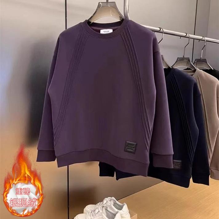 Crew neck sweater men s winter new fashion 2025 heavy trendy brand simple and versatile ins long-sleeved top M