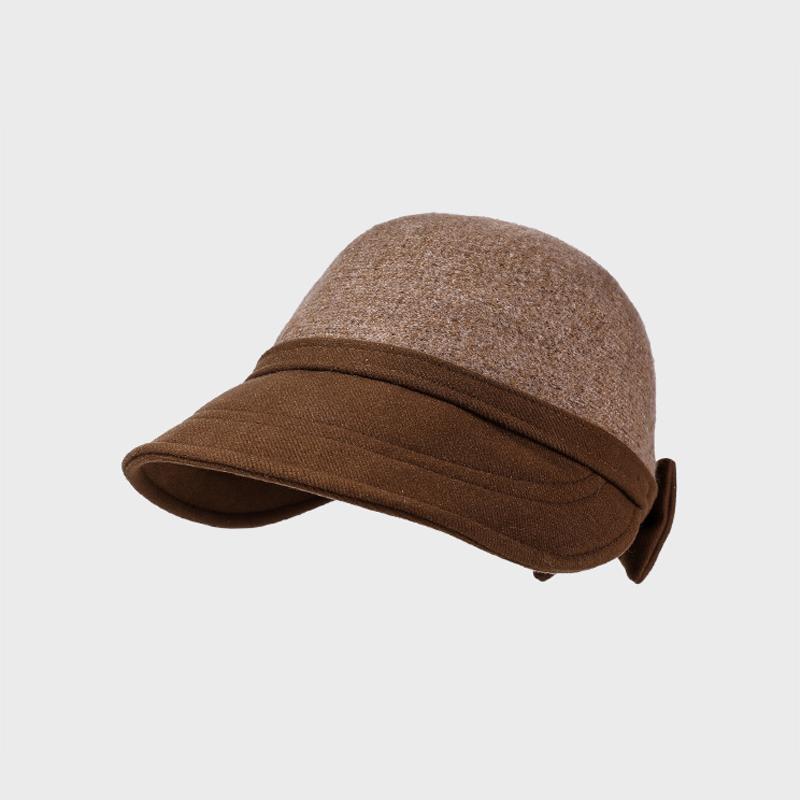 

Осень Зима Теплая Британская Винтажная Кепка Бант Рыбацкая Шляпа кофейный