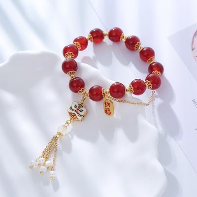 Antique Agate Red Freshwater Pearl Bracelet. Fashion Women Daily Jewelry Lucky Gift