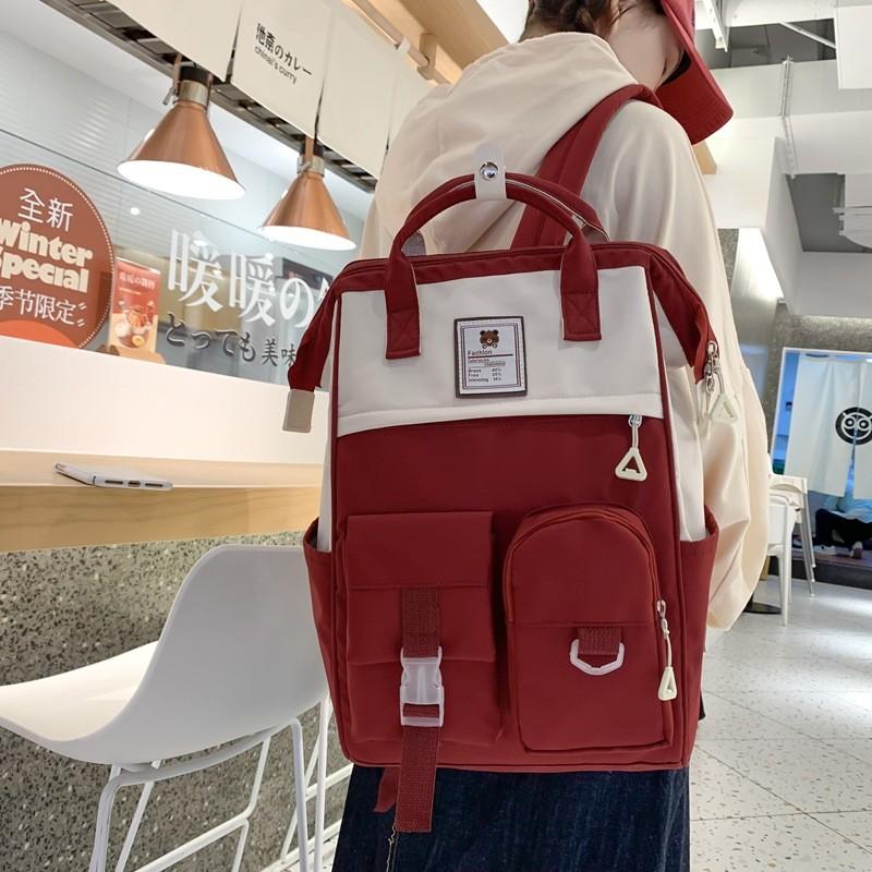 Bear Pattern Little Student Backpack With Multiple Compartments For Use School