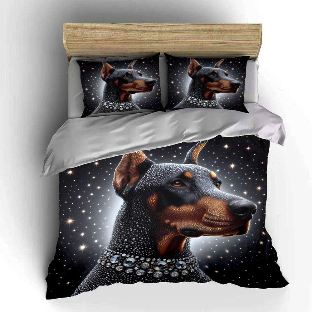 Luxury Dog pattern bedding set, kid s and adults bedroom decor, Exquisite three-piece bedding set gift 135x200cm