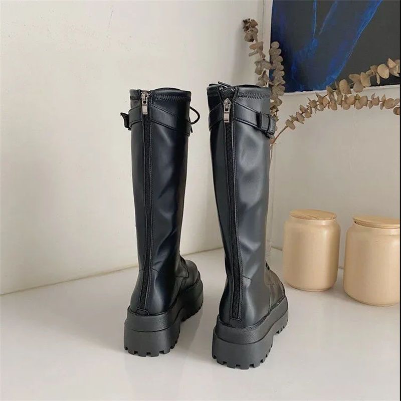 High boots Women's long boots but knee-thin medium tube thin 2025 spring and autumn new Martin boots Knight single boots