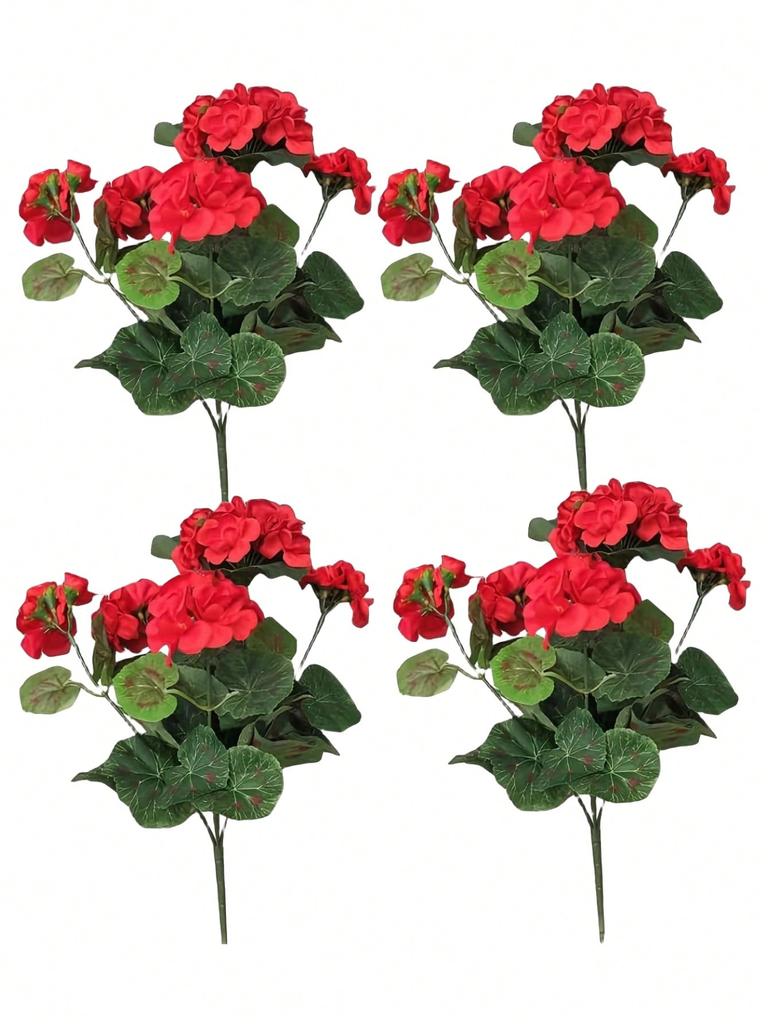 Artificial Geranium UV Resistant Wedding Kitchen Garden Table Ornaments Indoor and Outdoor Decoration 1 Set of 2pcs