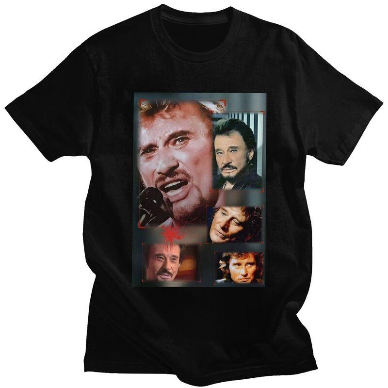 

Custom French Singer Rock Music Johnny Hallyday T Shirt for Men Pure Cotton Tshirt Tees Short Sleeves T-shirts Slim Fit Cloth... S разноцветный
