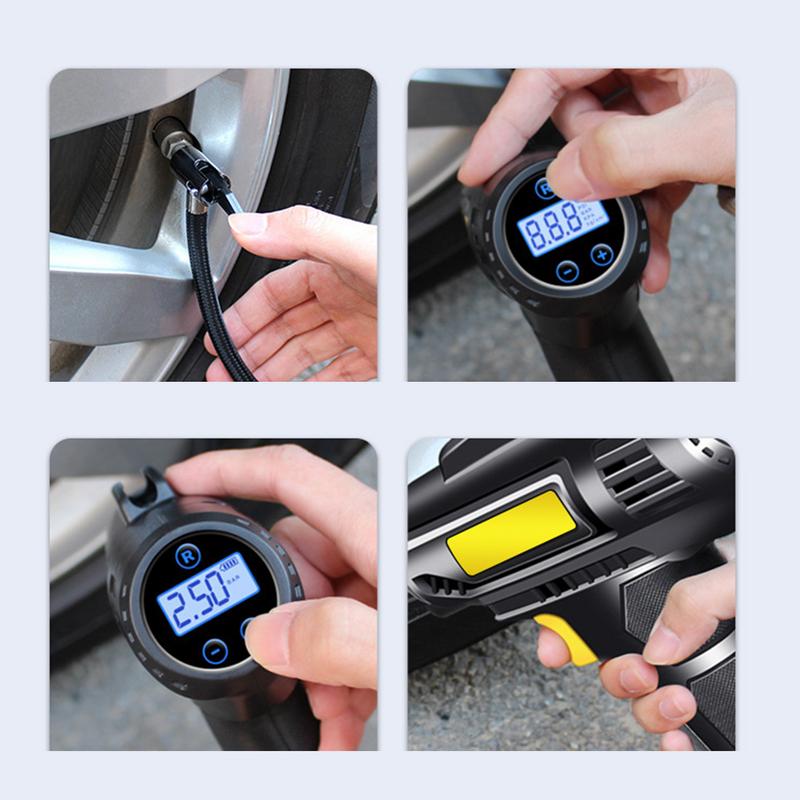 100W Handheld Air Compressor Wired Inflatable Pump With LED Light Portable Air Pump Tire Inflator Digital For Car Bicycle Balls