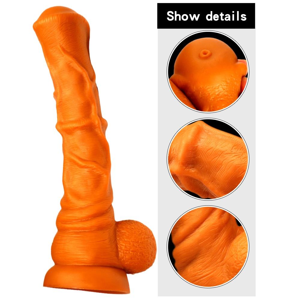 VaHppy Dildo extra large 2090g 37*8cm Masturbazione del pene per le donne Gay a forma di fallo Cavallo Pene Silicone liquido dorato Ventosa di potenza