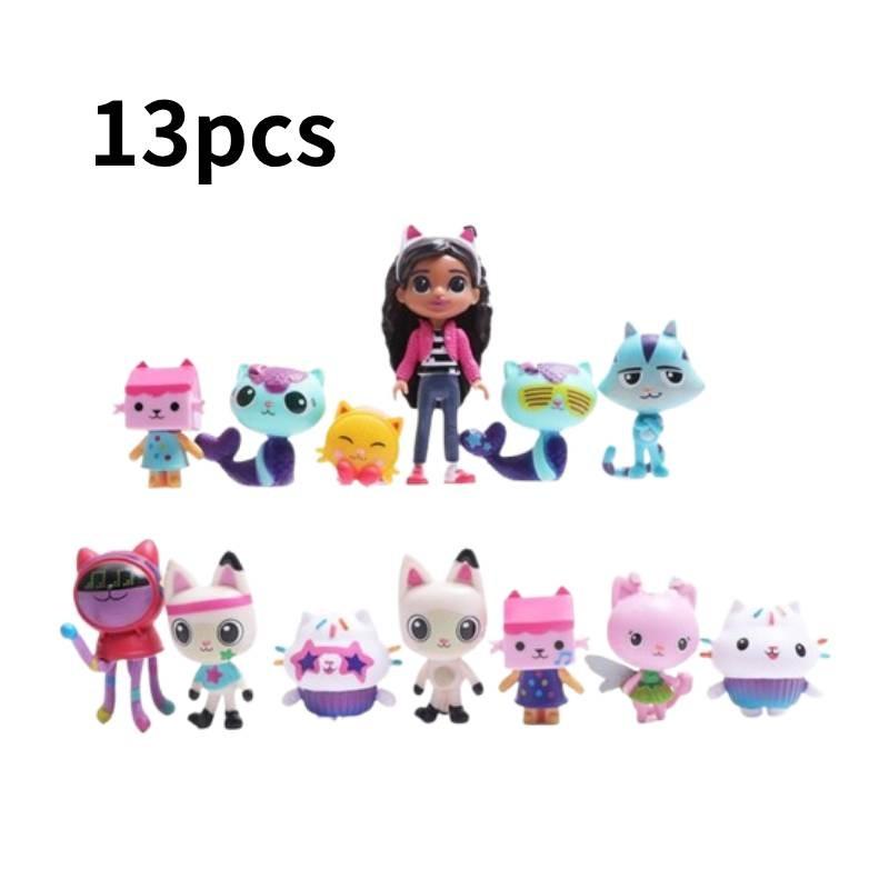 13 stk Sett Gabbys Dukkehus Figur Modell Leker Dukker Kaketopp Dekor Gave Barn