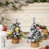 Haobei Christmas Tree Mini Ornaments - Festive Atmosphere Desktop Decorations with Snow Simulation