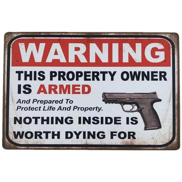 Vintage Warning Beware Metal Tin Signs Plaque  Wall Decoration Art Posters for Man Cave Home Cafe Garden Club Bar  Iron Paint