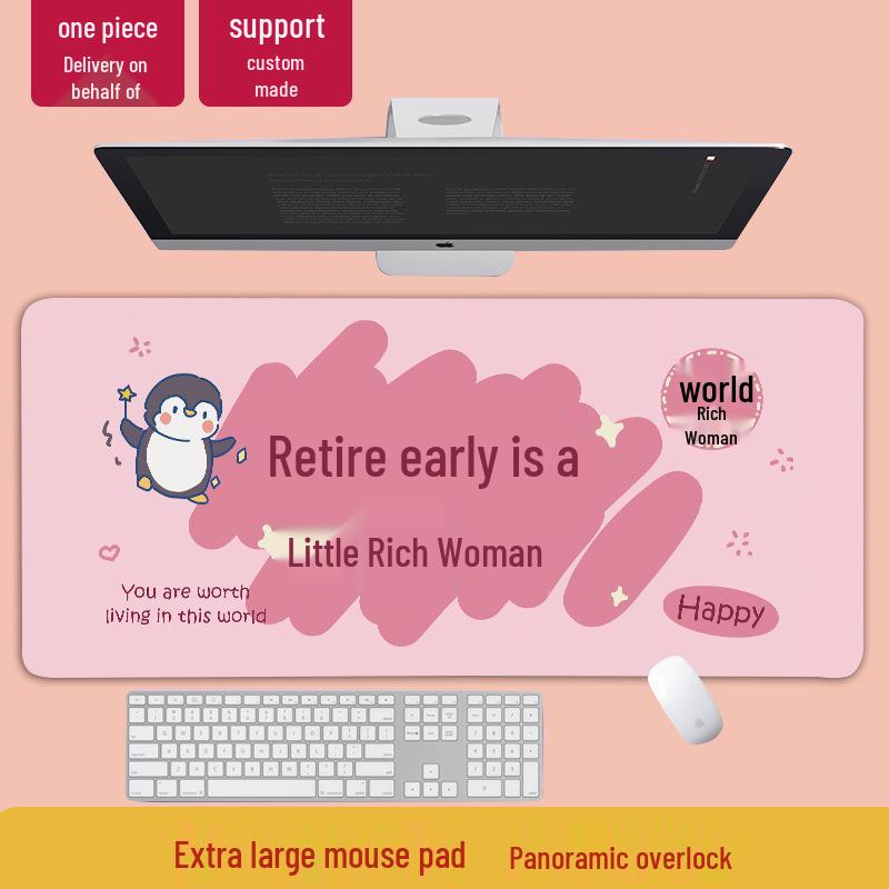 Extra Large Doodle Text Mouse Pad with Lock Edge - Thick, Durable Keyboard Desk Mat