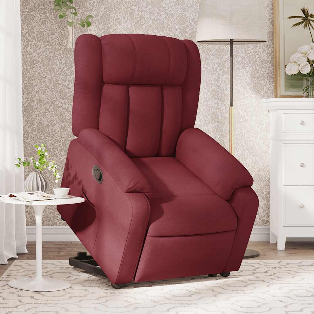 Recliner Chair with Rising Function Burgundy Fabric