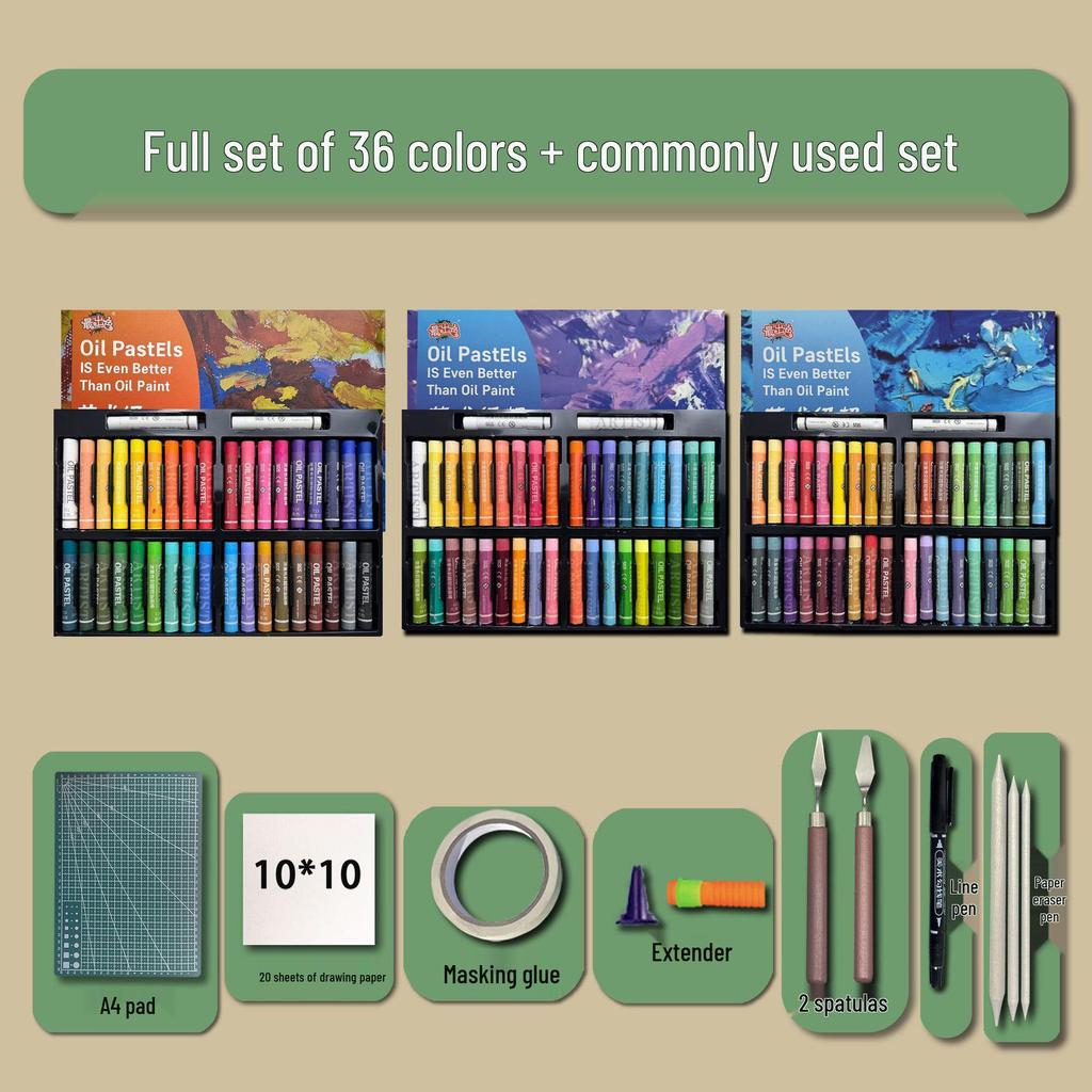 48-Color Super Soft Oil Pastels Set with Scraper - Child's Painting Kit