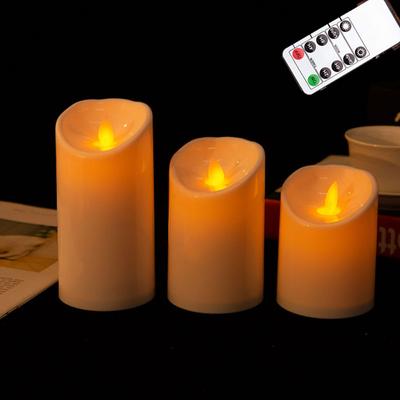Confezione da 3 Candele a Pilastro Senza Fiamma con Telecomando e Stoppino Mobile, Candele Religiose da Chiesa Realistiche Alimentate a Batteria, 4/5/6 Pollici