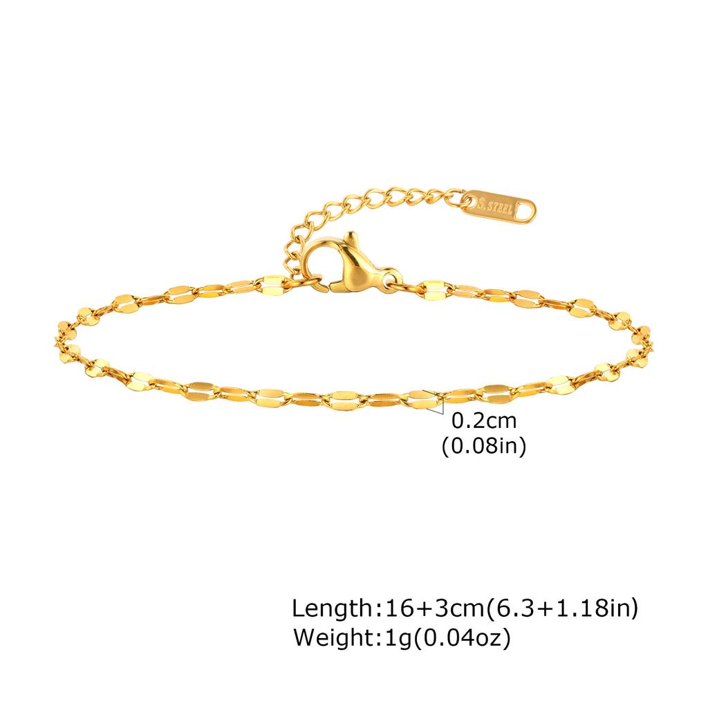 Gold Plated Thin Chain Bracelets for Women Stack, Cuff Bangle Bracelet Waterproof Jewelry Wholesale Dropshipping