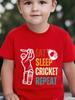 Cute Cricket Sports Letter Print Family Matching T Shirt Boys Girls Tee Parent Child Casual Top Mom Dad Kids Summer Daily Wear